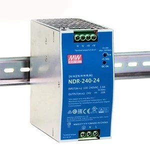 منبع تغذیه ریلی تک فاز 24 ولت 10 آمپر مینول MEAN WELL مدل NDR-240-24